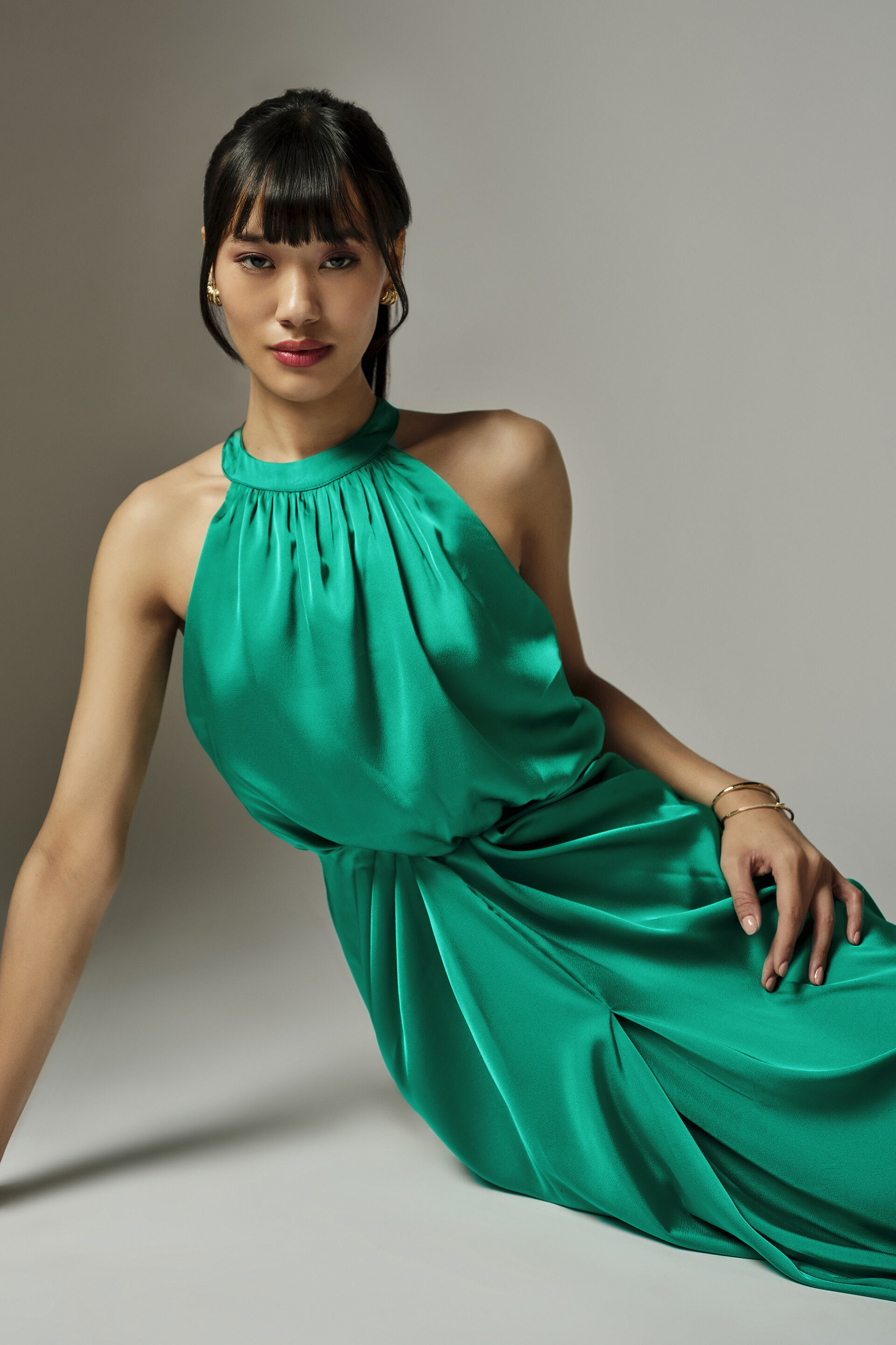 Noelis Green Halter Dress, Green, image 4